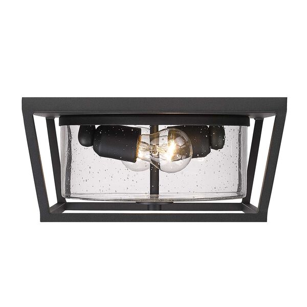 Mercer Natural Black Two-Light Outdoor Flush Mount with Seeded Glass, image 2